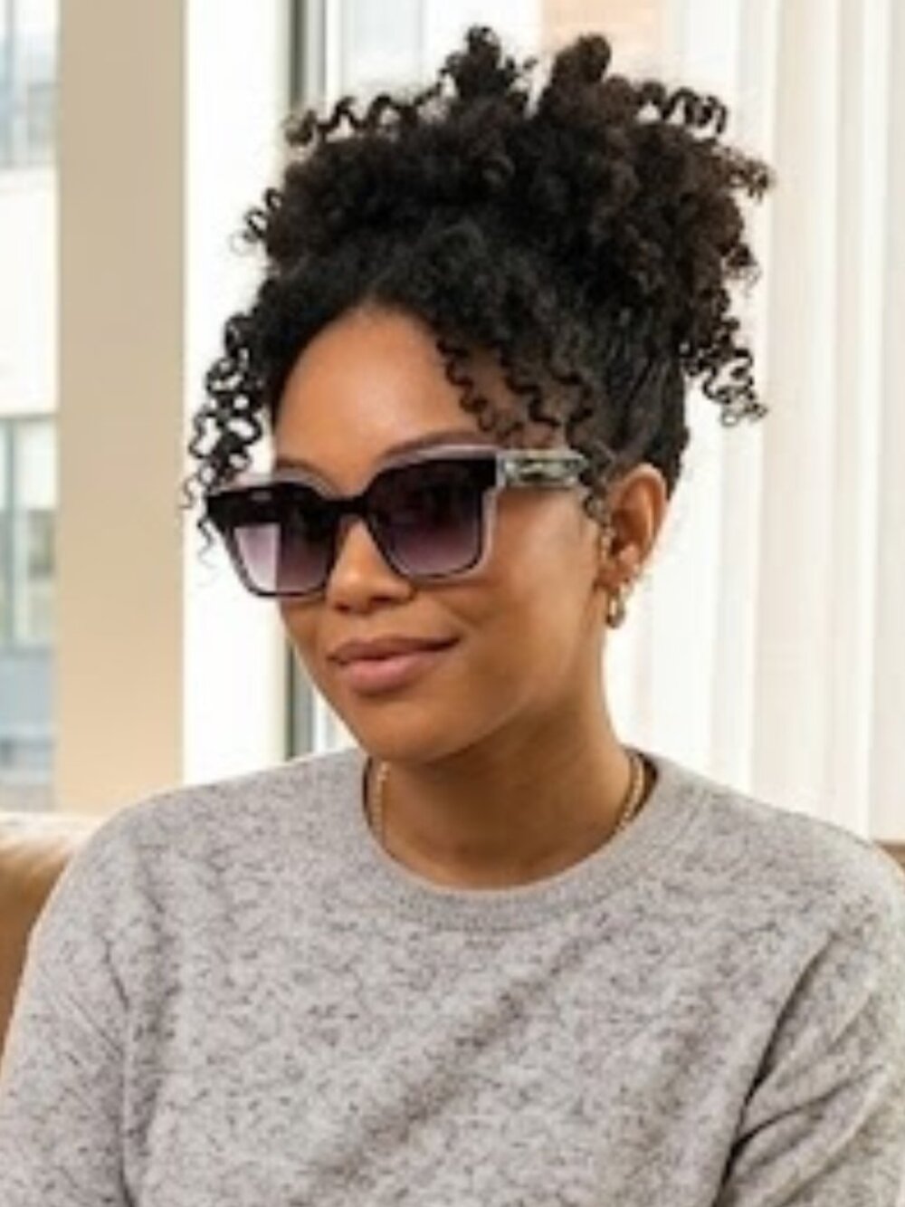 Foster Grant Women's Black and Clear Hipster Square Sunglasses NWT